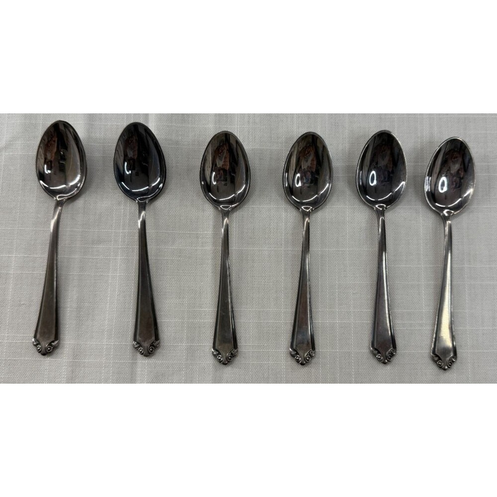 Vintage Hanseat 90 Silverplate Set of 6 Germany 5" Coffee Teaspoons Scroll